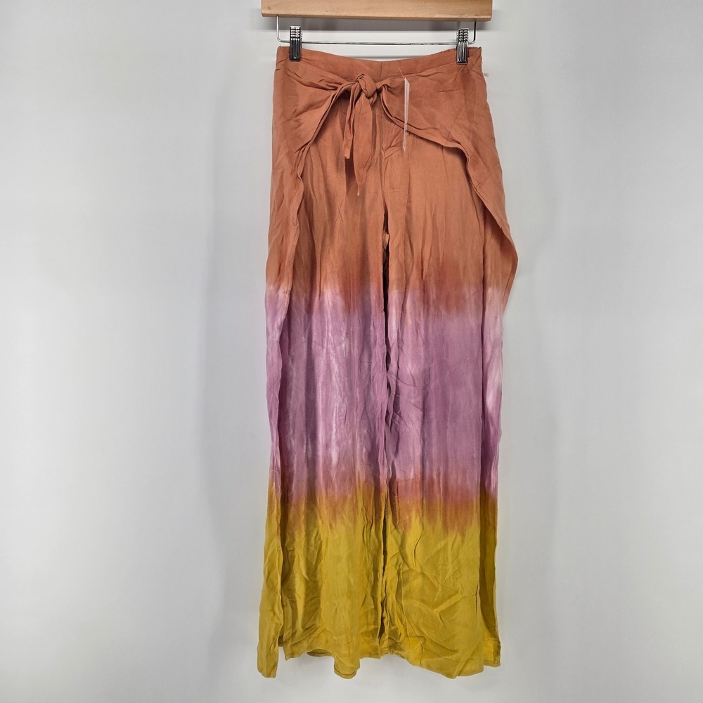 Young Fabulous & Broke Pants Womens S Ombre Dip Dye Wrap Wide Leg Boho‎ Coverup